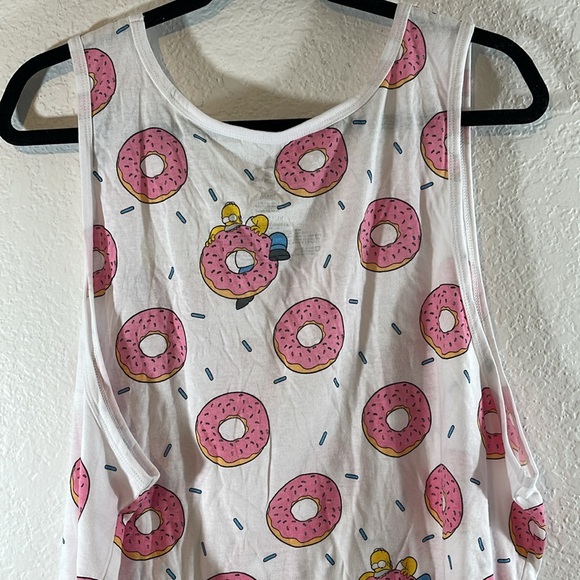THE SIMPSONS Homer & Donuts All Over Print White Sleeveless Tank Top Size XL NEW - Picture 5 of 9